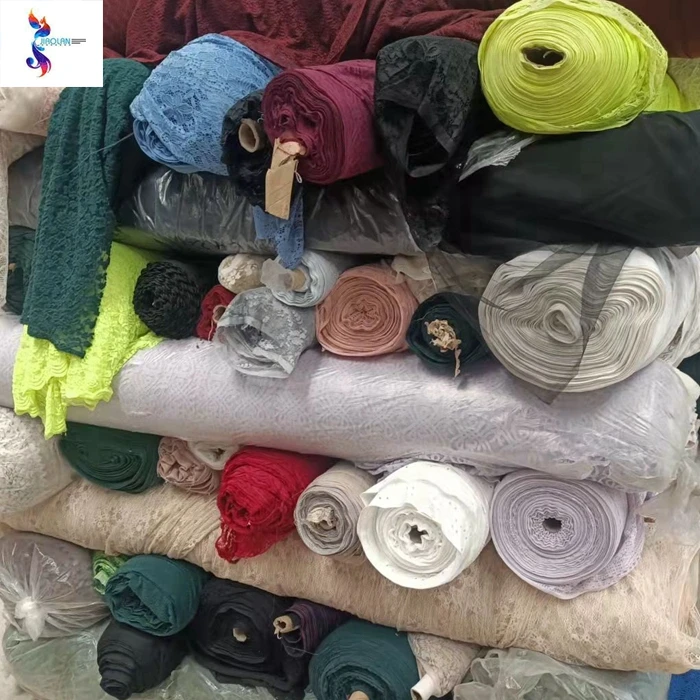 В наличии ткань смешанный тюк нейлон полиэстер кг трикотажная белая недорогая африканская кружевная шторы для