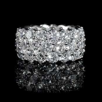 CAOSHI Luxury Minimalist Jewelry Round Brilliant Cut 0.23ct Diamond Full Micro Pave Wedding Band 925 Silver Ring for Women