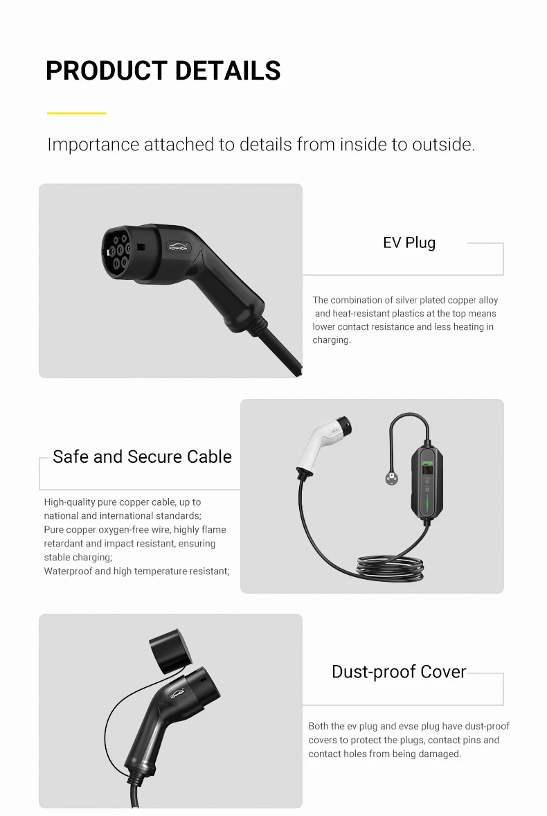 Workersbee 32a Ev Charging Cable 7kw Type 2 Car Charger With Type B Rcd
