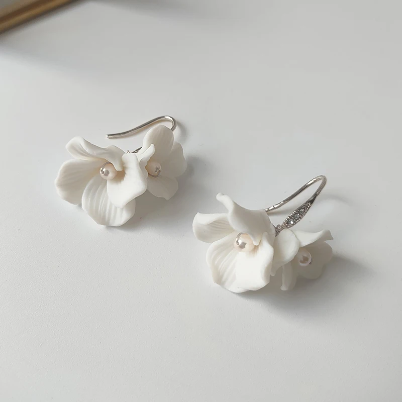 Mixed Styles Handmade Ceramic Flower Bridal Earring Wedding Pearl Earrings Fashion Women aperçu 13