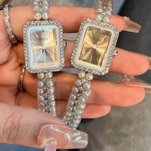 Light Luxury Pearl Women's Watch Niche High-end Quartz Watch Creative High-value Watch with Alloy Pearl Strap