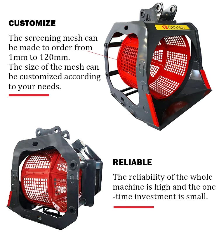 Bucket Sieve Sampling Excavator Screen Bucket Sieve Bucket Thickened Steel Drum Sieve Sand ...