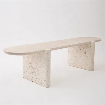Hotel Grey Vein Cheap Nature Stone Base Rectangle Console Marble Coffee Tables Honed Antique Cream Travertine Coffee Table