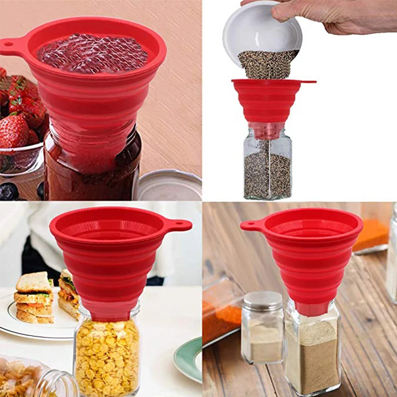 Silicone Collapsible Funnel for Jars Foldable Large Canning Jar Funnel for Wide Mouth and Regular Jars