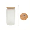 16oz single wall bamboo lid frosted glass can