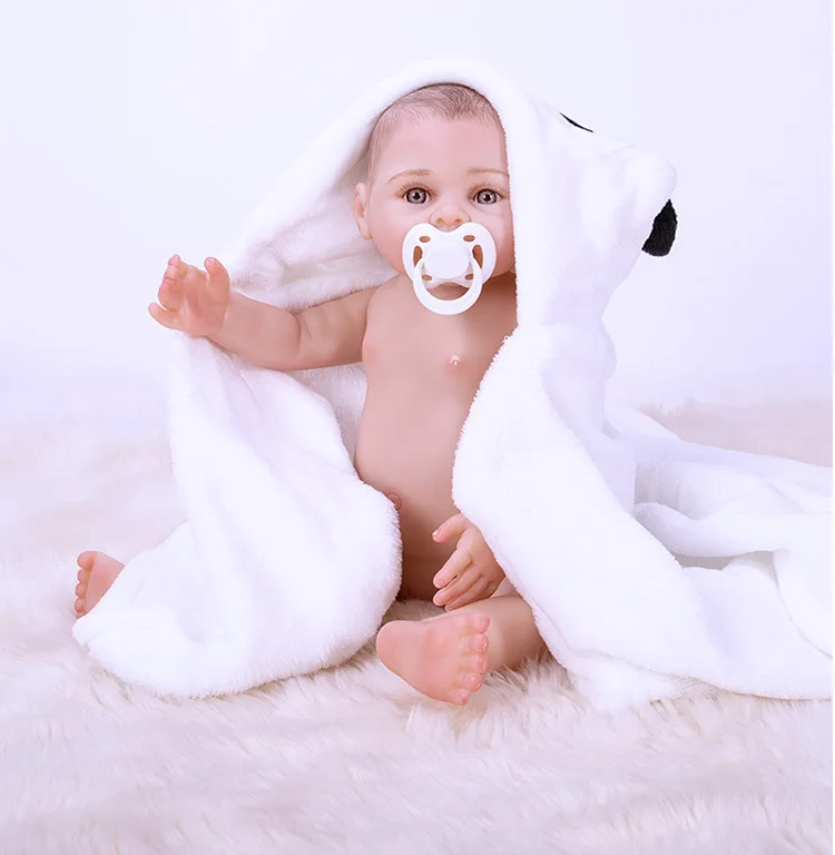 Прекрасная игрушка реалистичные 21 дюймов полный корпус силиконовая Возрожденный ребёнок бледный кукла 44 см куклы новорожденных