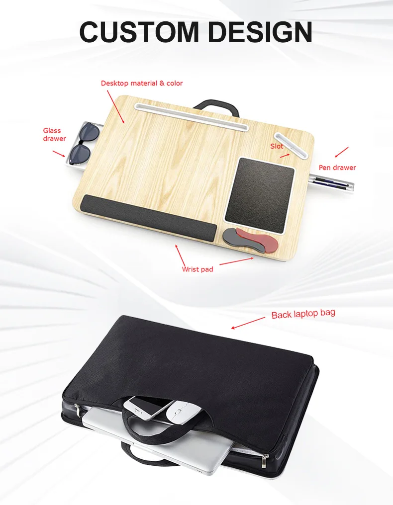 Laptop Pad Pillow Stand Gray Lapdesk Tray With Pillow Cushion For Lap