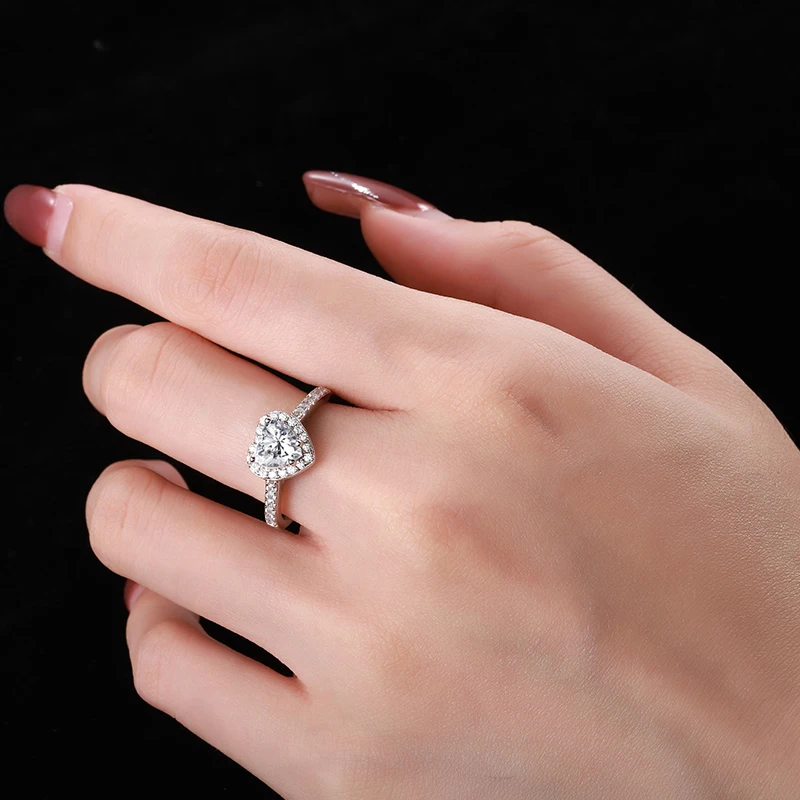 KAKODIY Women's Rings Exquisite Ring Personalized Ring Heart Shape Zircon 925 Sterling Silver Engagement Wedding detail 6
