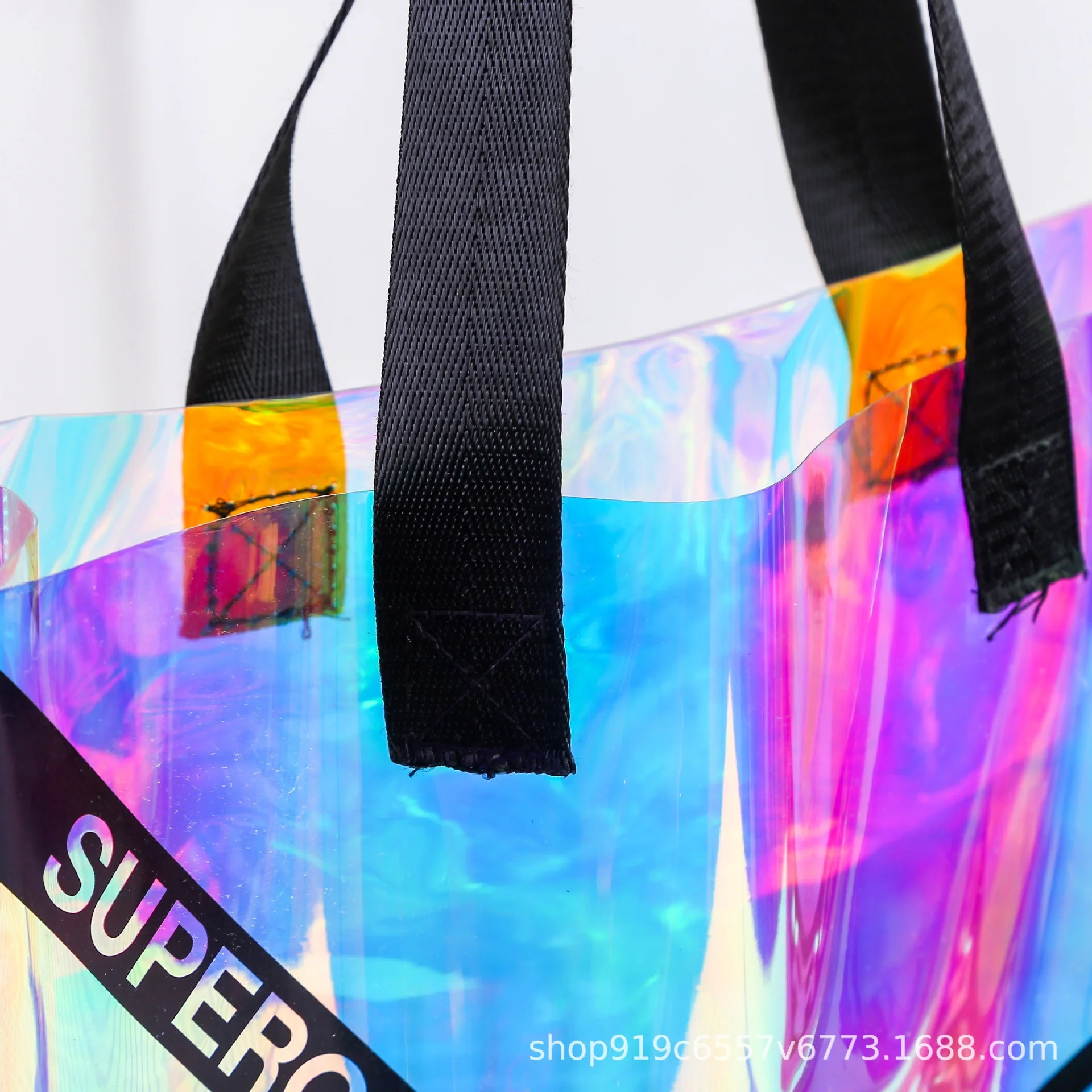 Reflective Shopping Hologram Clear Transparent Custom Holographic Beach Tote Promotional Holographic Handbag