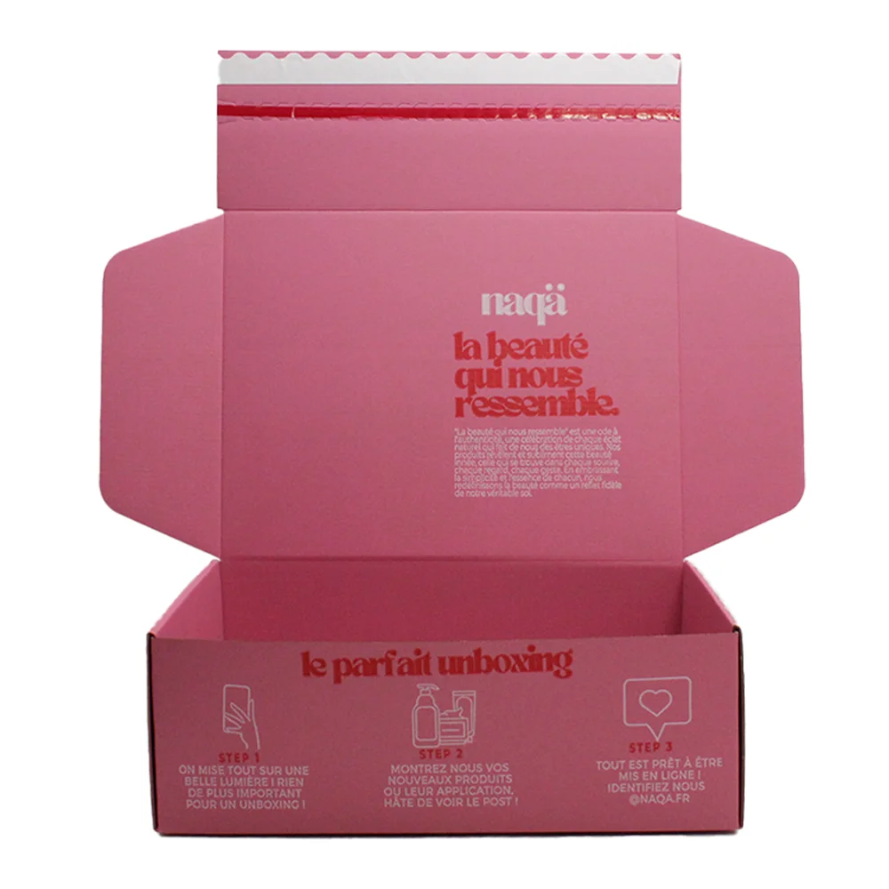 product eco friendly prime branded packing shipping kraft paper carton shipping mailer box clothes product pink cardboard gift packaging-3