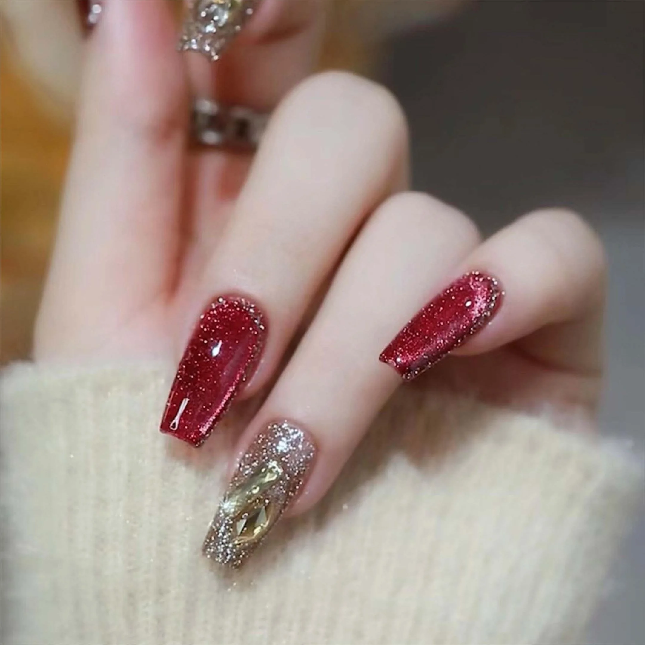 ◆希少◇真紅眼 レッドアイズ コレクション 323枚セット アジア 英語 韓国◆ DANNY COLL New Year Nail Gel Set - 9 Colors Red Diamond Glitter