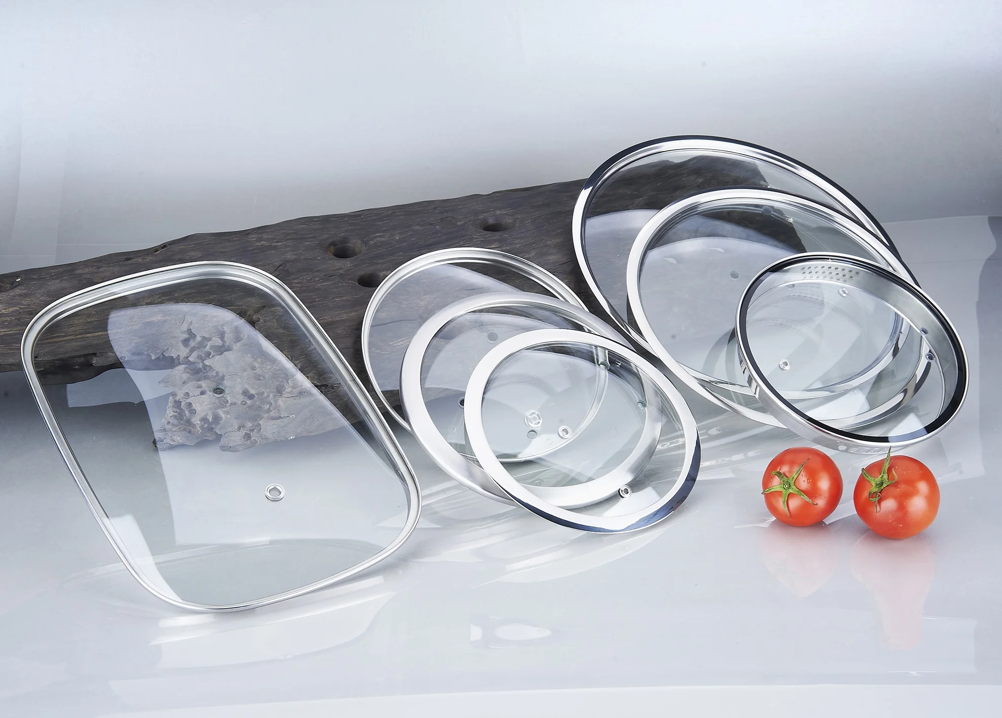 12 Inch Square Frying Pan Lid Glass Lid With Stainless Steel Rim For