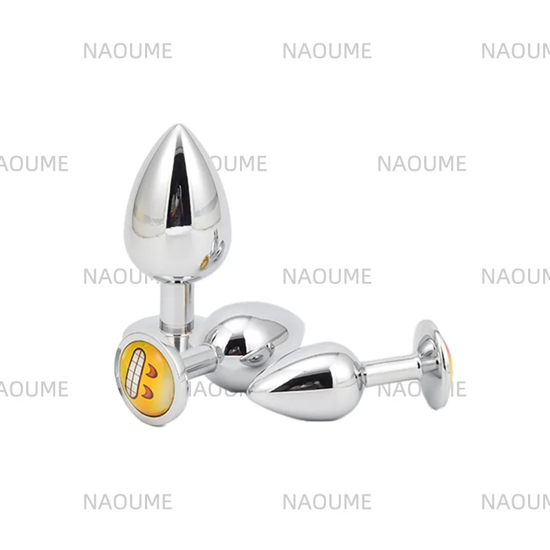 Various Emojis and Flags Can Be Customized Metal Anal Plug Crystal Jewelry Butt Plug Anal Bead Sex Toys for Woman and Men Couple