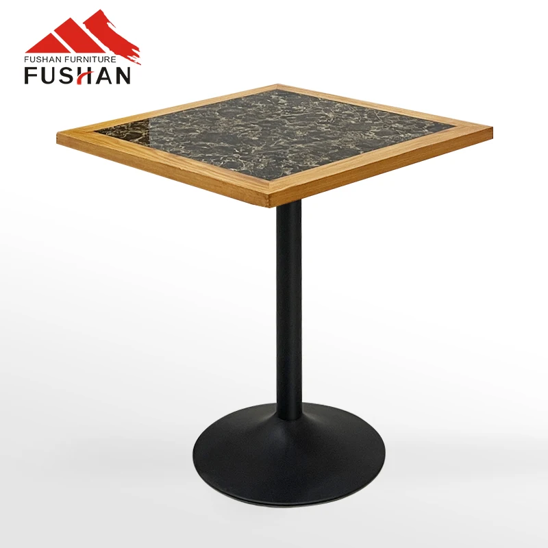 Restaurant table ceramic tile table top with solid wood edge round square customize sizes