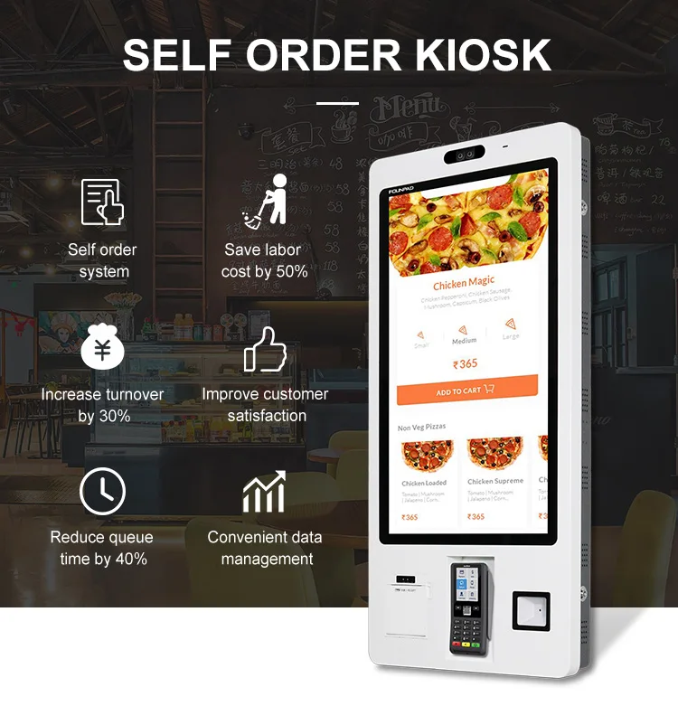 Touch Screen POS System Self Pay Self Service Payment Order Kiosk for Mcdonald S KFC Restaurant Manufactures