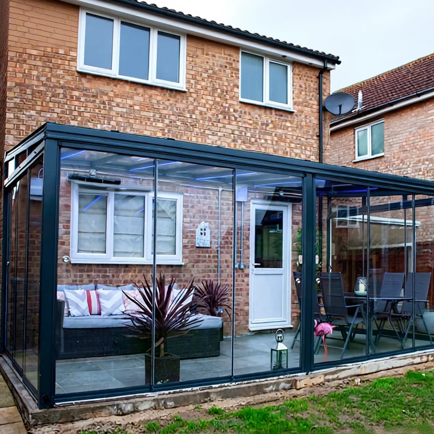 Top-Ranking Customized Solarium Conservatory Flat Glass Houses Garden Room Guaranteed Aluminum Alloy Sunroom Glass Houses