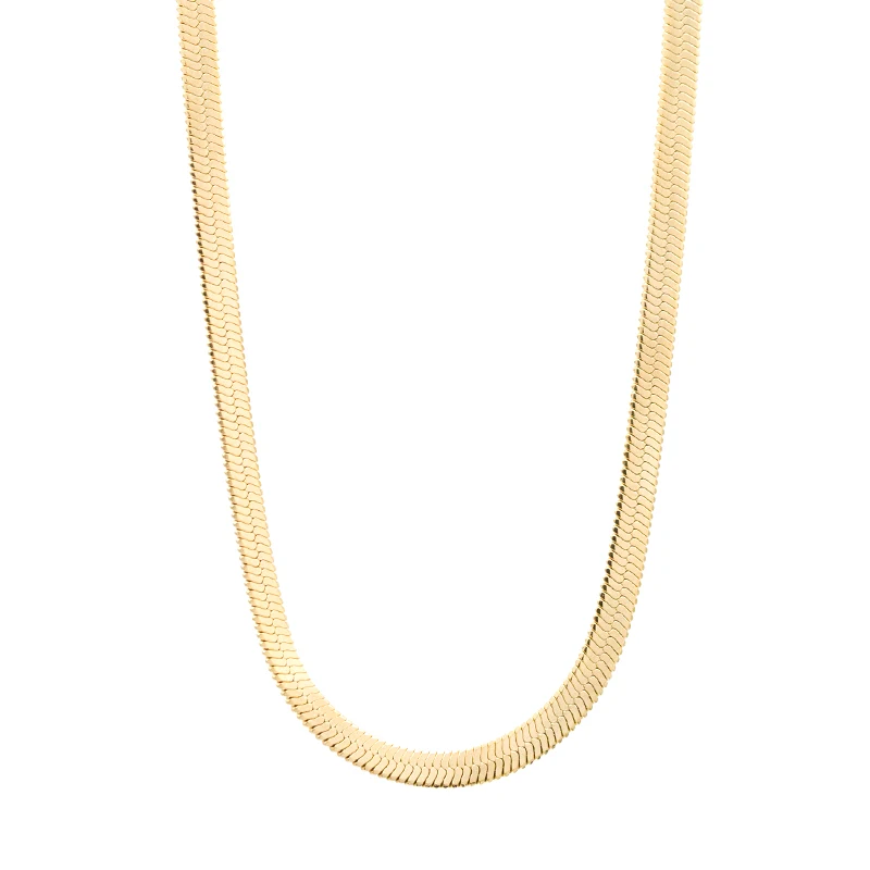 18K Gold Plated Double Layer Snake Bone Chain Necklace Snake Chain Flat Snake Gold Choker Necklace for Women Men
