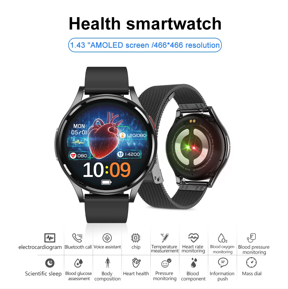 Welcome OEM Order, Factory Whole Selling Ge30 Ecg Smart Watch 1.43inch Amoled Sport Fitness Health Monitoring Bt Call Waterproof Women Relojes Smartwatch 2025 - Buy Sport Fitness Smart Watc ecg Smartwatch women Smartwatch