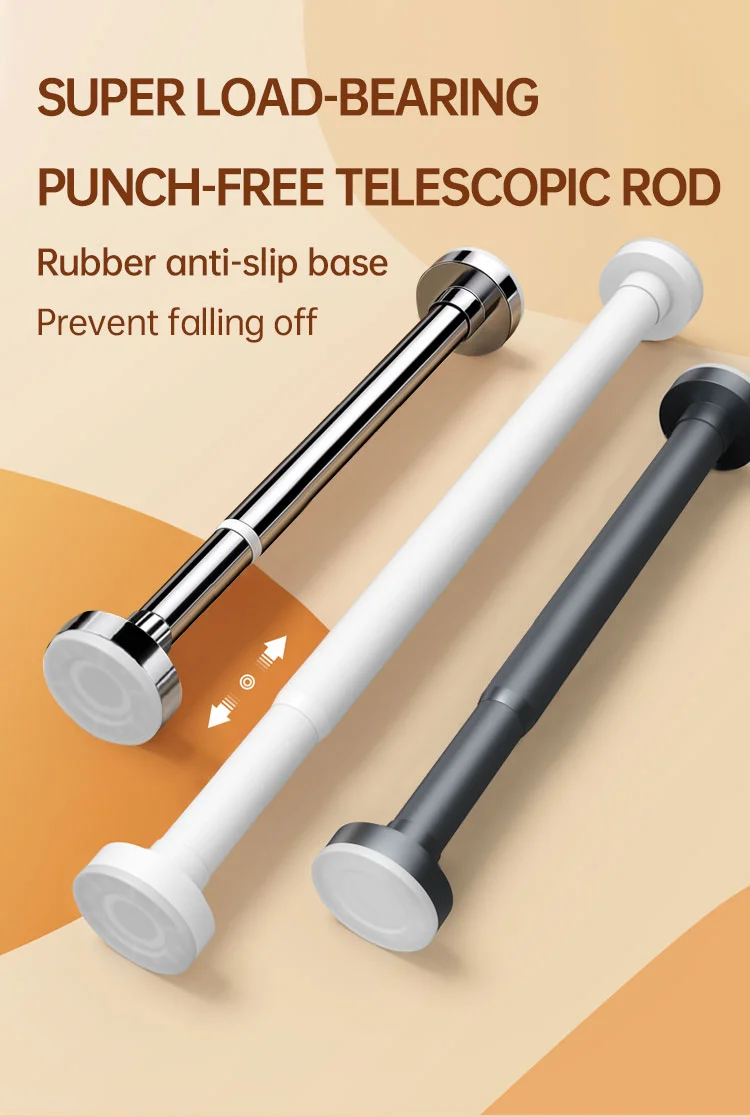 Hot Sale No Drill Adjustable Curtain Rod Black Corner Bathroom