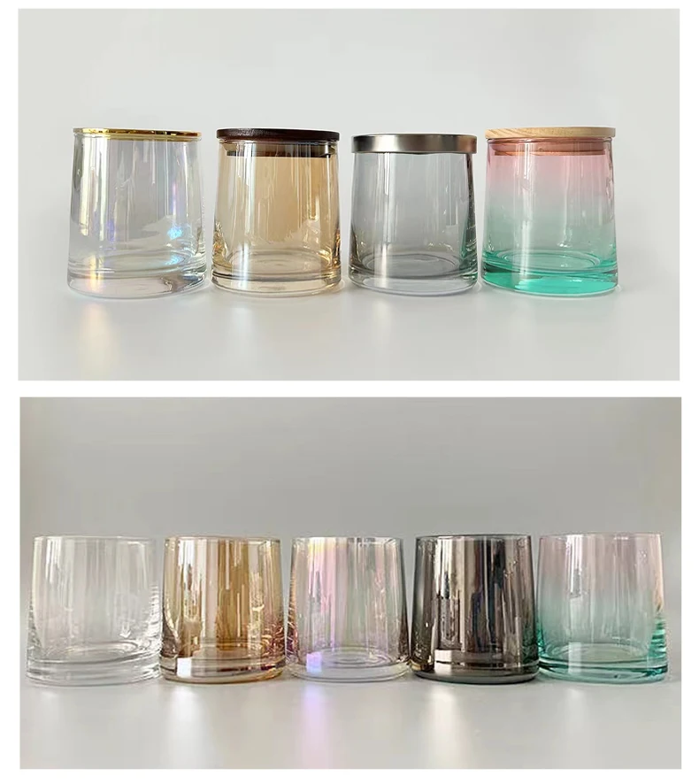 Luxury Empty Unique Holographic Rainbow Glass Candle Jars