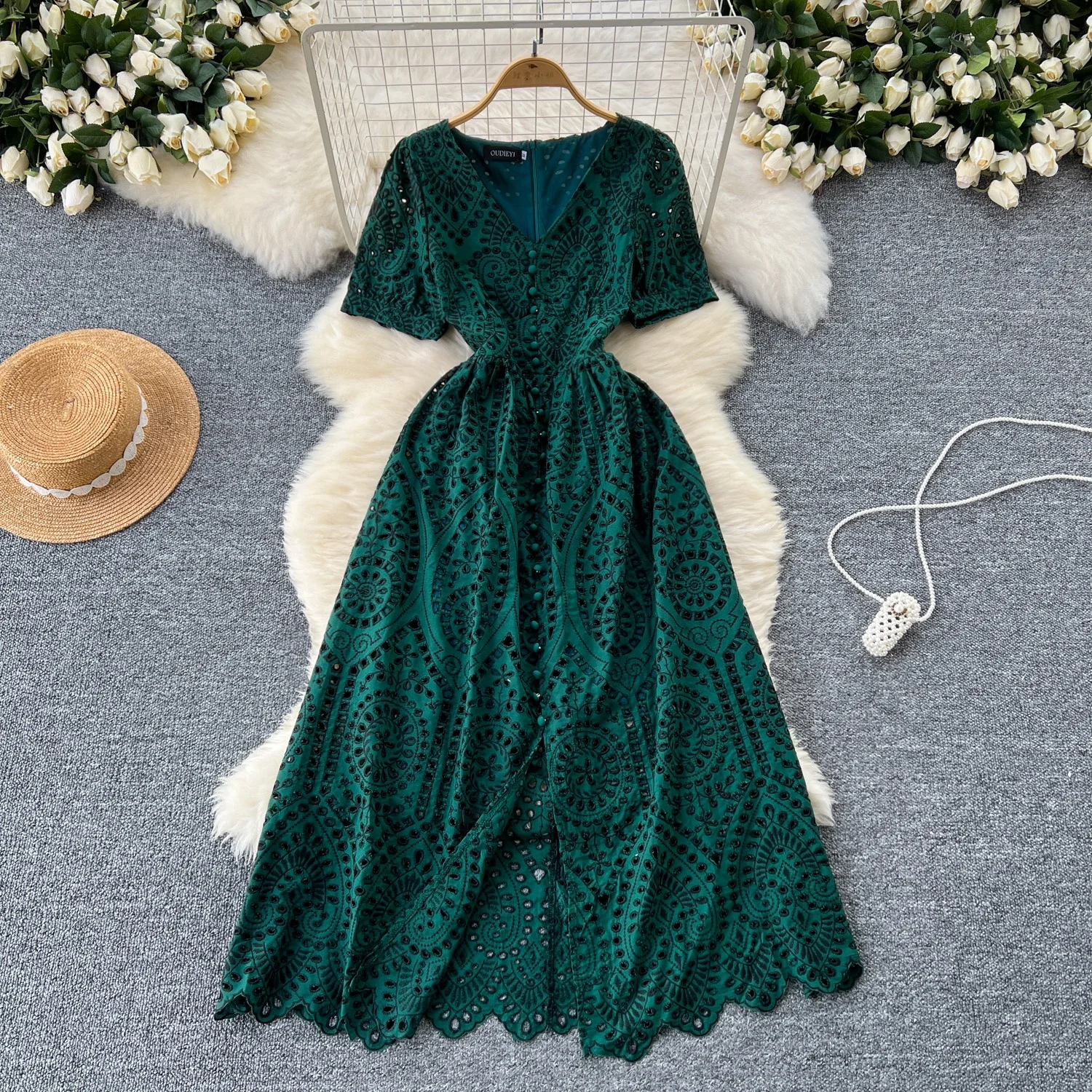 green emerald velvet dress Green Wrap Linen Dress for Women 5673 – Xiaolizi