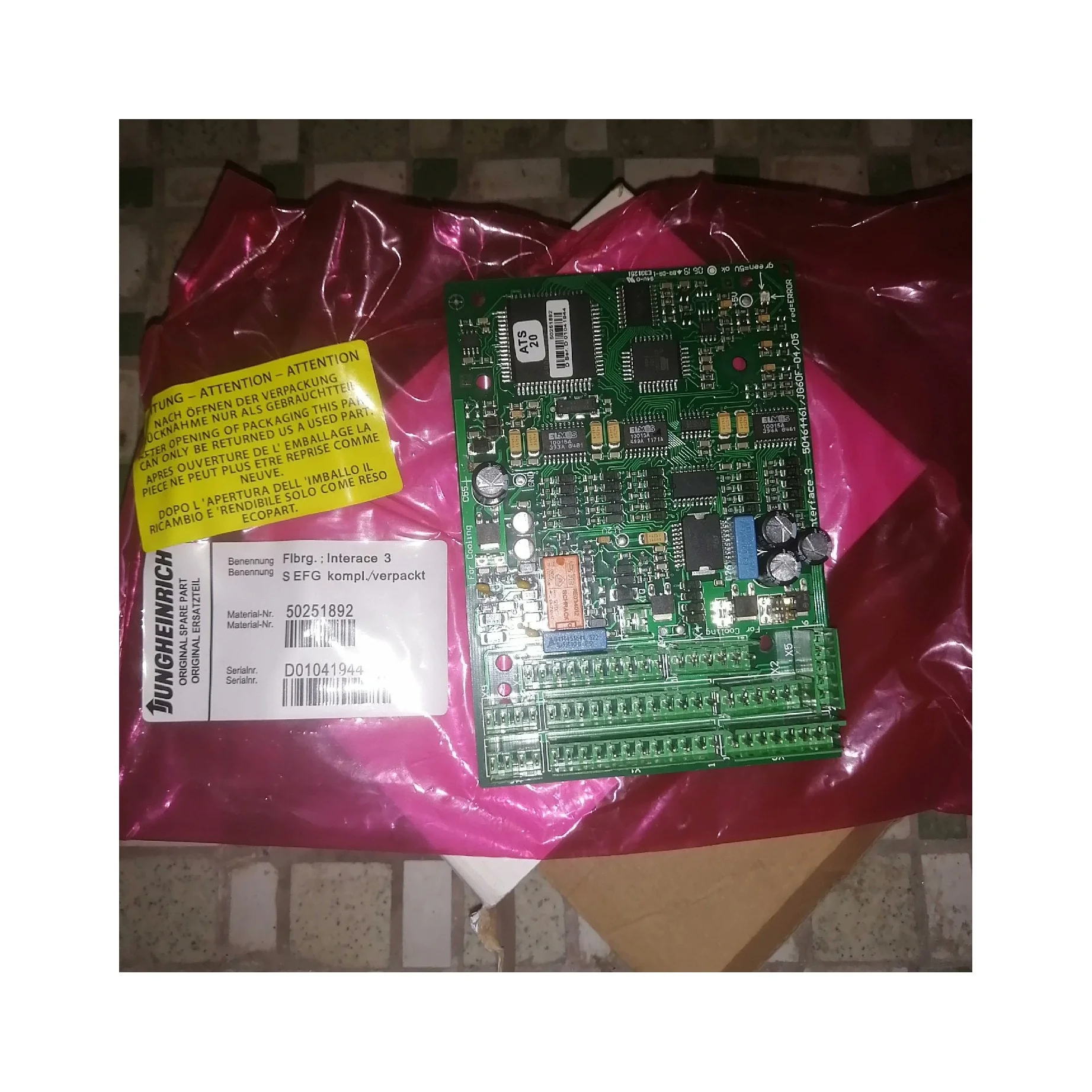 forklift spare parts 50251892 Circuit board Interface  MP1514C for jungheinrich forklift parts details