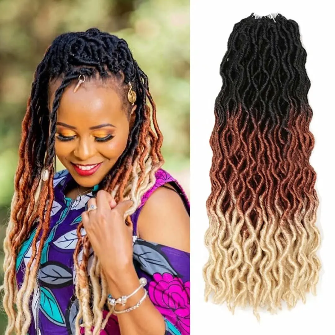 Goddess Faux Locs Crochet Hair Soft Gypsy Locs Wavy Braids Dreadlocks 3  Tone Curly Braiding Hair Extensions African Roots Braid - Buy Gypsy Locs  Crochet Braid Hair Curly Wavy Faux Locs For