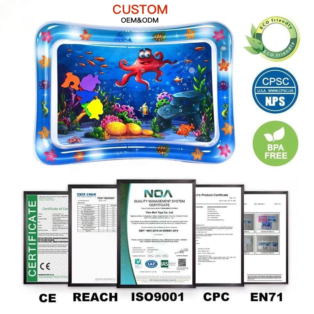 Mart New Design PVC Tummy Time Infant Mat Baby Water Mat Toys Kids Inflatable Water Play Mat