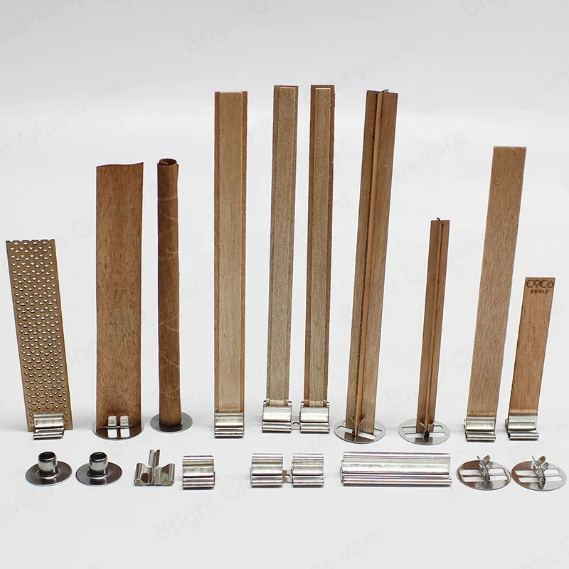 Wholesale Custom 2cm 3cm 4cm Wide S Shaped Wood Wicks With Metal Base Wooden Wick For Candle