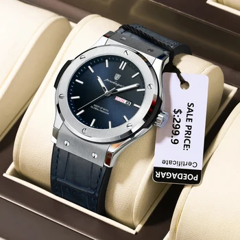 POEDAGAR 952 Luxury Silicone Strap Men's Quartz Watch Waterproof Luminous Calendar for Men