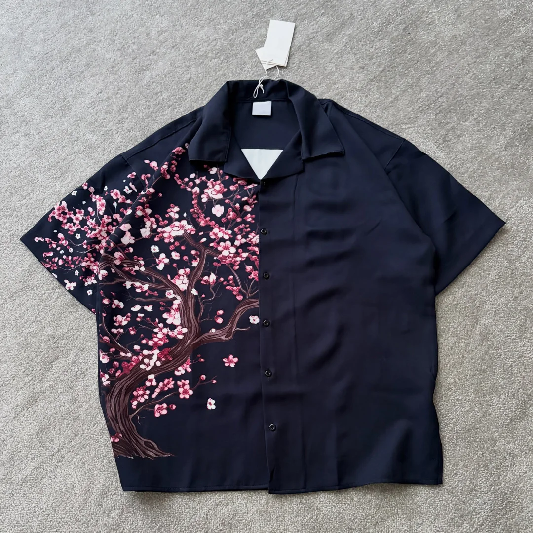 Producent koszul męskich z bawełny o krótkich rękawach w stylu streetwear – hurtowa sprzedaż koszul codziennych dla mężczyzn z cyfrowym nadrukiem vintage