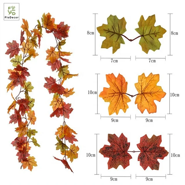 Hot Sale Artificial Autumn Maple Leaf Foliage Fall Garland Christmas Thanksgiving Halloween Accessories Decorations Hanging Vine