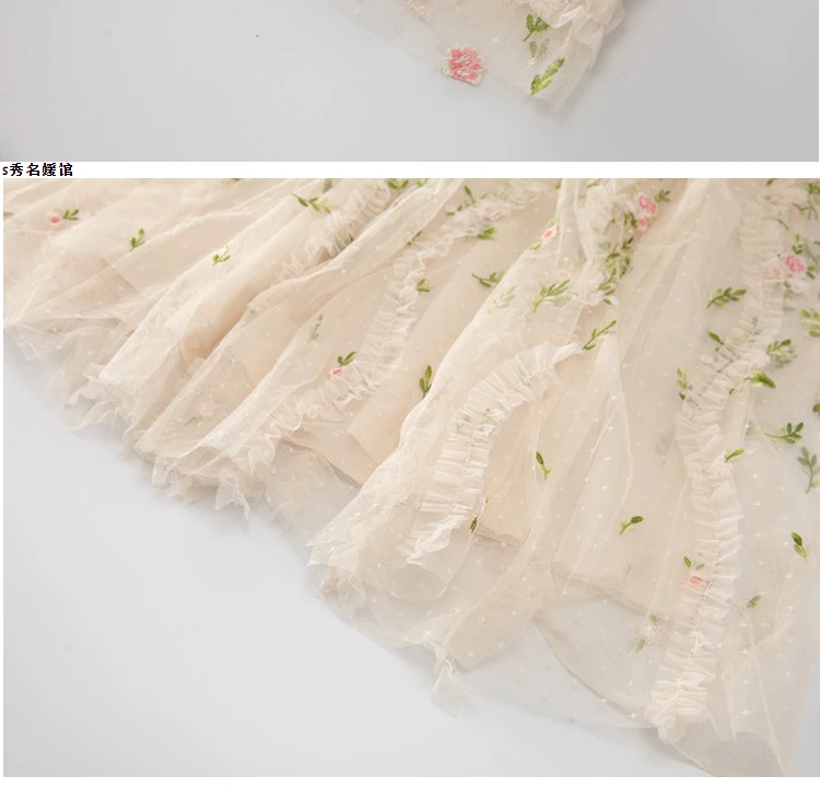 2024 New Heavy Industry Embroidered Flower V Neck Ruffle Sleeves Wood   H27c12644c8ba48f8975113df21e8345fU 