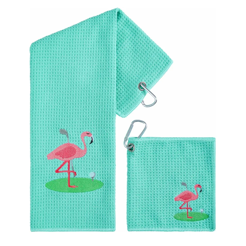 Hot Sale Custom Printed Logo New Embroidered Funny Golf Towel Waffle Weave Tri-Folder Hook Jacquard Technique Premium Golf Bags supplier