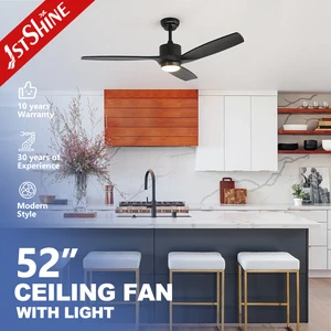1stshine LED Ceiling Fan Black Solid Wood Blades Mute Copper Reversible Motor Dimmable Led Ceiling Fan and Light