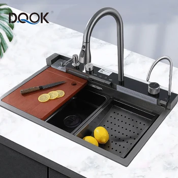 Metal Smart Multifunction Black Modern Kitchen Sink Stainless Steel ...