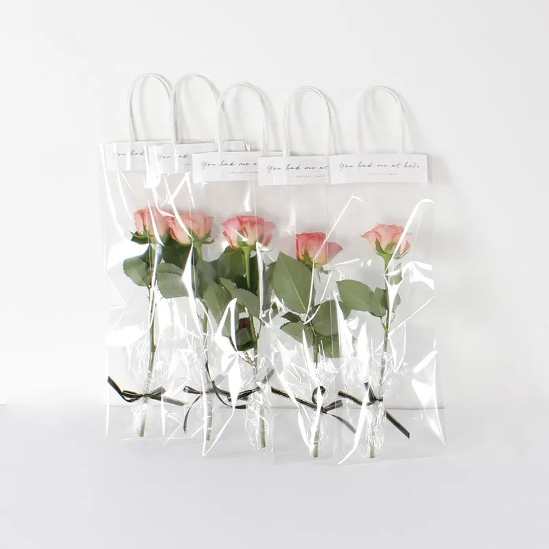 Recyclable Pvc Clear Plastic Bag For Flowers Gift Waterproof Rose