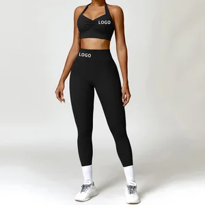 Custom Women Clothing Leggings Fitness Gym Seamless Yoga Set High Waisted Tight Workout Active Apparel Athletic Wear