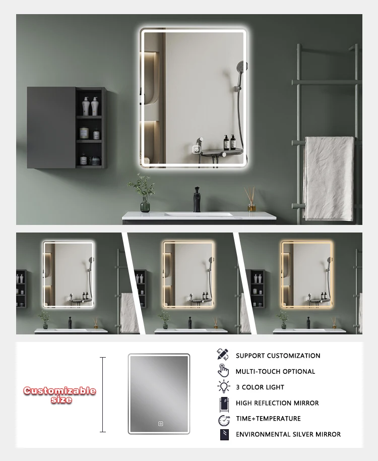product luxury rectangle square smart bath mirror light bluetooth led decorative espejo inteligente modern design style-4