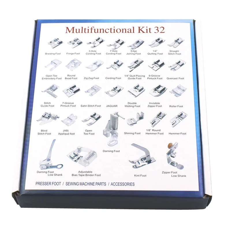 Набор прижимных лапок 32 шт. портативный дизайн для швейной машины с низким хвостовиком детали швейных машин Brother Singer Janome