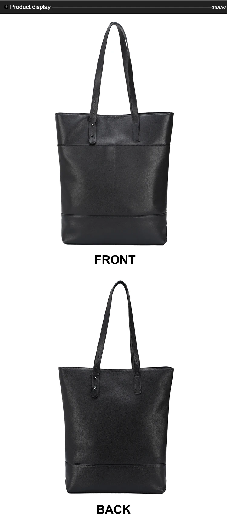 Woosir Black Leather Tote Bag for Women