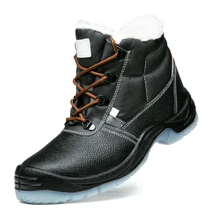 Mid-Top Men's Thickened Safety Shoes Anti-Smash Anti-Puncture Embossed Leather Wear-Resistant Transparent Rubber Protection