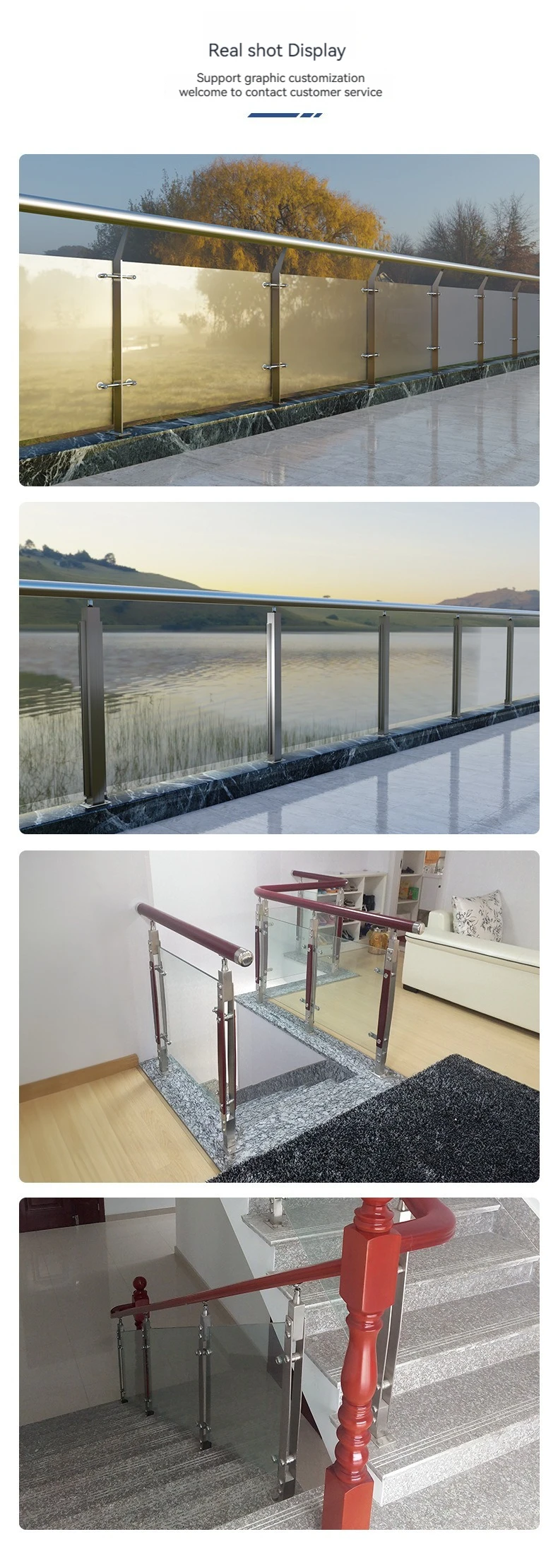 Stainless Steel Stair Handrail - Durable Railing with 12mm Tempered ...