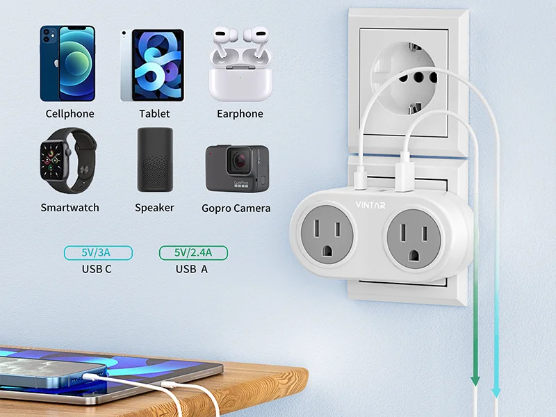 Vintar Us To Italy Power Adapter Type L Italy Travel Plug Adapter With