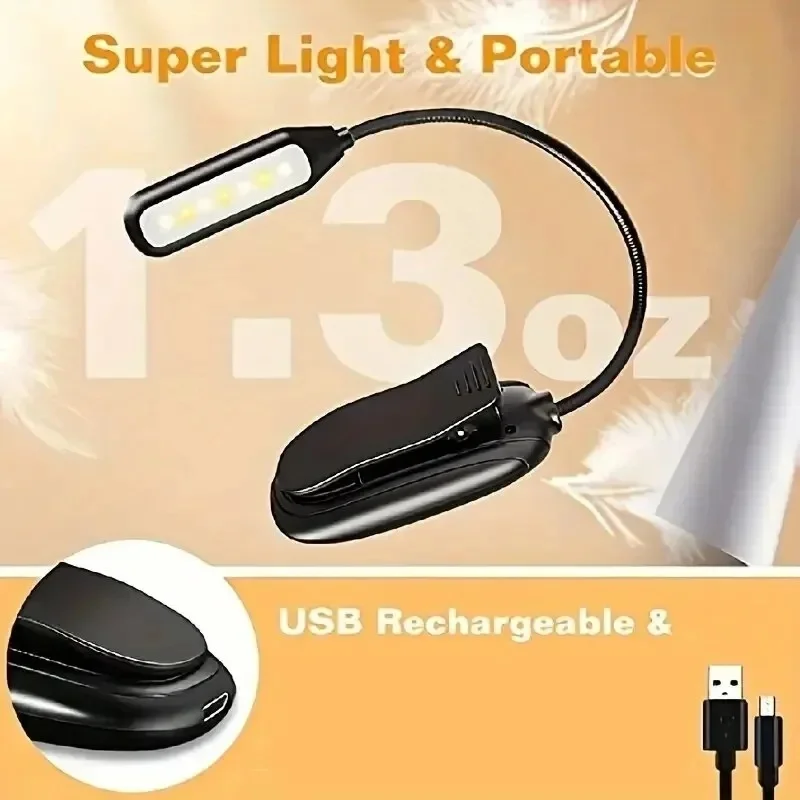 Modern Double Pole LED Book Light Battery-Powered Charging Piano Light for Music Score Clip for Reading Watching Living Room