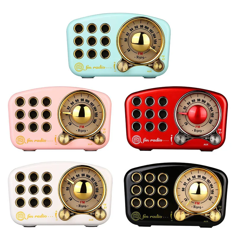 R919 Classical Retro Radio Receiver Portable Mini Wood FM SD MP3 Radio Stereo Bluetooth Speaker AUX USB Rechargeable Radio