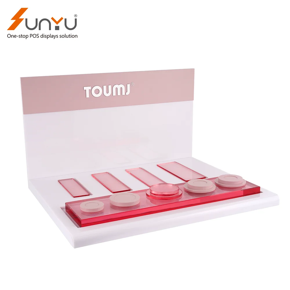 Beauty Design Pink Acrylic Sunyu Display Custom Acrylic Skincare Display Make Up Display Stand