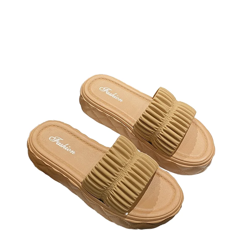 New Women's Sandals Fashion Korean Style Pleated Quilted Summer