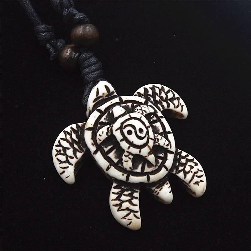 Tribal Yak Bone Carved Hawaiian Sea Turtle Pendant Necklace Save The T –  Tees by Joe