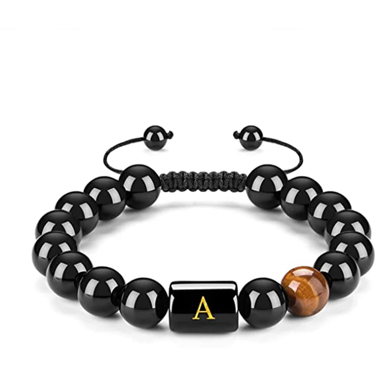 BRACELET for Men Letter Initial Black 